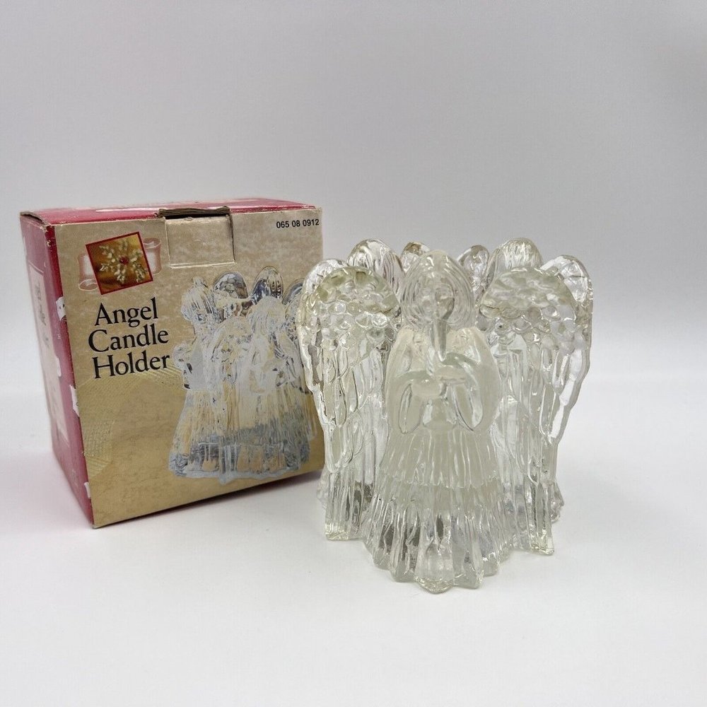 Vintage Daytons Heavy Glass Ring Of Angels Votive Candle Holder 4” Original Box